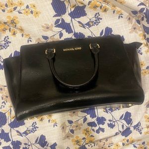 Michael Kors Bags | Michael Kors Black Patent Leather Bag | Color: Black/Gold